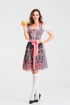 Seksi roza Bavarski Oktoberfest Ženske Wench Natakarica, ki Služijo Devica Kostum S-3XL Pivo Dekle Fancy Oblačenja