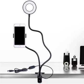 Selfie Obroč Svetlobe z Mobilni Telefon, Držalo, Stojalo za Live Stream, Ličila, Posnetek na Zatemniti LED Krog Razsvetljavo, Prilagodljiv Orožja