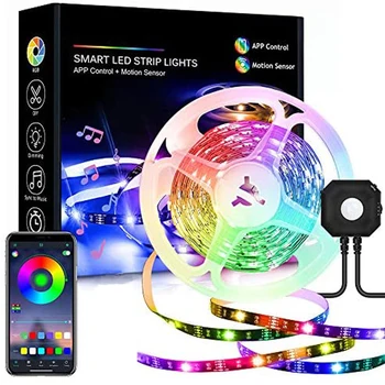 Senzor gibanja, LED Trakovi USB Topla Svetloba Luči LED Trakovi, RGB LED Trak LED Lučka za Osvetlitev Barve Spreminja, Z APLIKACIJO Bluetooth, Oddaljenimi