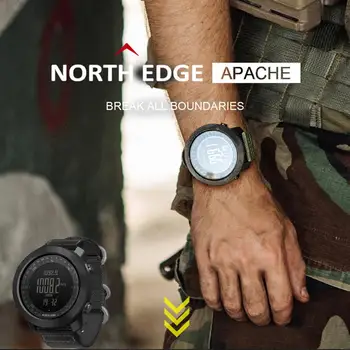 SEVERNI ROB Moški šport Digitalni watch Ur Tek, Plavanje Vojaške Vojske ure Višinomer, Barometer Kompas nepremočljiva