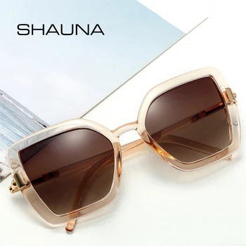SHAUNA Retro Prevelik Mačka Oči, sončna Očala Ženske Modni Siva Čaj Gradient Očala Odtenki UV400 Moških Kvadratnih Trendi sončna Očala