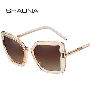 SHAUNA Retro Prevelik Mačka Oči, sončna Očala Ženske Modni Siva Čaj Gradient Očala Odtenki UV400 Moških Kvadratnih Trendi sončna Očala