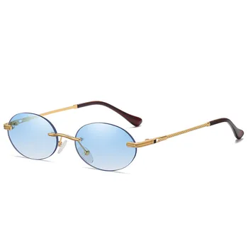 SHAUNA Retro Punk Ovalne sončna Očala Ženske Modni Rimless Jasno Ocean Gradient Leče za Očala Moških Odtenki UV400 Pisane sončna Očala