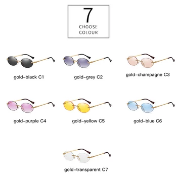 SHAUNA Retro Punk Ovalne sončna Očala Ženske Modni Rimless Jasno Ocean Gradient Leče za Očala Moških Odtenki UV400 Pisane sončna Očala