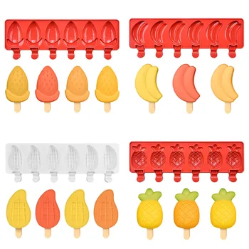 SILIKOLOVE Hrane Silikona Sladoled Plesni DIY Domače Popsicle Plesni Sadni Sok, Ledeni Bar Plesni Mango Banana, jagode Obliko