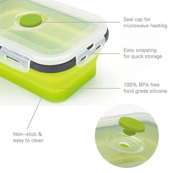 Silikonski Kosilo Box Set Stackable Bento Hrane Prep Posodo Zložljive Sendvič, Mikrovalovna Večerja Posode Za Shranjevanje Neprepustni, Sveže