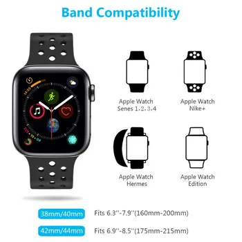 Silikonski Trak za Apple Watch band 44 mm 40 mm 42mm 38 mm watchband Dihanje pasu Šport zapestnica iWatch serije 5 4 3 se 6 band