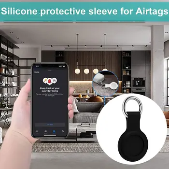 Silikonski Zaščitni Kože Združljiv z Airtags Primeru Zajema Bluetooth Tracker Kritje Airtags Pribor z Keychain Bela