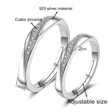 SINLEERY s925 sterling srebro ljubezen parov obroči nastavljiva velikost ženska človek par obročev obletnico poroke pribor ST053 SSK