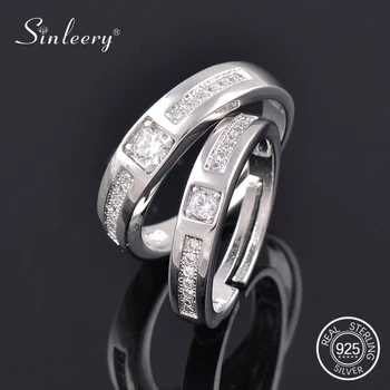 SINLEERY s925 sterling srebro ljubezen parov obroči nastavljiva velikost ženska človek par obročev obletnico poroke pribor ST053 SSK