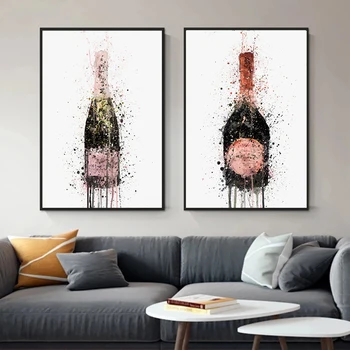 Skandinavski Slog Šampanjec Grafiti Umetnost Platno Slikarstvo Plakatov in Fotografij Wall Art Slike za Dnevni Sobi Doma Dekor (Brez Okvirja)