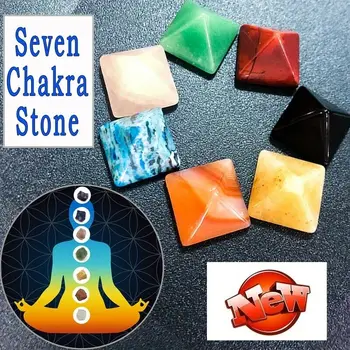 Sklop 7 Chakra Piramida Kamen Nastavite Kristalno Zdravljenje Čakre Nastavite ali Nakit, Izdelava Naključno Barvo