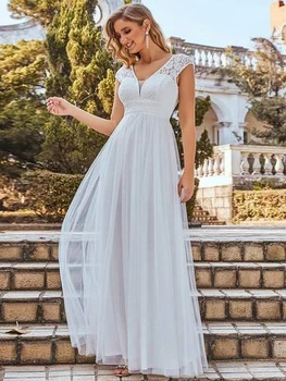 Skp Rokavi Čipke Proti-Vrat Dolgo Debelo S-line Poročne obleke Poročne Obleke za Ženske Belo Obleko