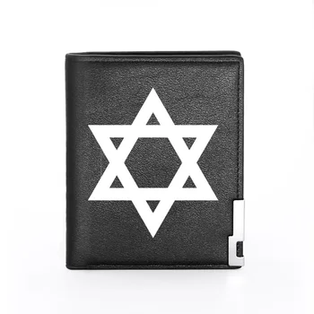 Skrivnostni Judovske Simboli Rjavega Usnja Moške Denarnice Klasičnih Kreditno Kartico Sim Kratek Torbici