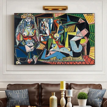 Slavni Pablo Picasso je Les Femmes D'Alger Platno Slikarstvo Plakatov in Fotografij Wall Art Slik, Dnevna Soba Stenski Dekor Cuadro