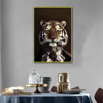 Slon Gospod Platno Slikarstvo Živali Cosplay Letnik Plakatov in Fotografij Tiger Zebra Stenske Slike za Dnevna Soba Dekoracijo