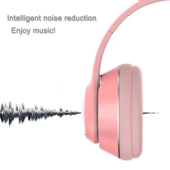 Slušalke Luštna Mačka Ušesa Brezžične Stereo Bluetooth Slušalke Čepkov Zložljive TF Kartice Igre Dekle Otroci Žične Slušalke z Mikrofonom