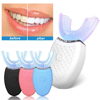 Smart LED za Beljenje Zob U Tip Zobno Ščetko Modra Svetloba Zobni Zob Instrument Električni Beljenje Zob Naprave Oprema