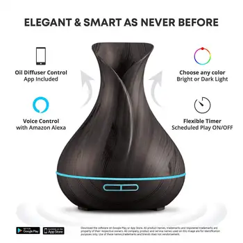 Smart Wifi Brezžični Eterično Olje Aromaterapija Difuzor z Alexa Google Aplikacije Glasovni Nadzor 400ml Ultrazvočno Difuzor Vlažilnik