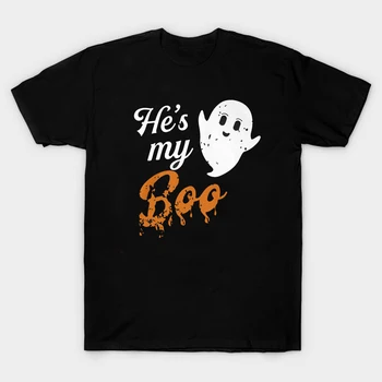 Smešno Halloween On je Moj Boo Za Pare T-Shirt Poletje Bombaža, Kratek Rokav, O-Vratu Unisex Majica Novo S-3XL