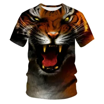 Smešno tiger 3d tisk T-shirt za moške, modni priložnostne O-vratu, kratka sleeved majico hip-hop priložnostne 2021 poletje nov slog