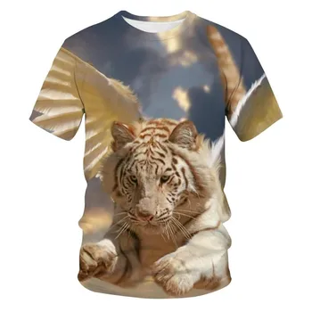 Smešno tiger 3d tisk T-shirt za moške, modni priložnostne O-vratu, kratka sleeved majico hip-hop priložnostne 2021 poletje nov slog