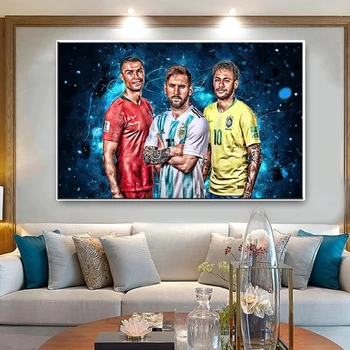 Sodoben Nogometni Star Ronaldo, Messi Neymar Poster Tiskanje Platno Slikarstvo Nogomet Šport Steno Umetnosti Slikarstva Dnevna Soba Dekoracijo