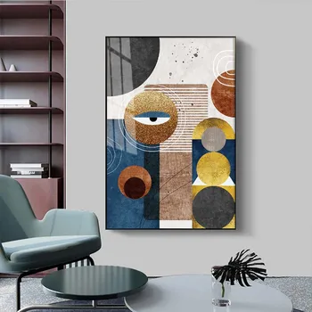 Sodoben Nordijski Povzetek Geometrijske Sliko Obraza Wall Art Fotografij, Platno, Slikarsko, Plakati, Tiskanje za Dnevna Soba Dekoracijo Doma