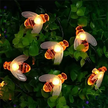 Solar Powered Srčkan Honey Bee Led Niz Vila Lučka 20leds 50leds Čebel na Prostem Vrt Ograje Teras Božič Garland Sončne Luči