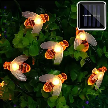 Solarna LED Srčkan Mini Honey Bee Obliko Niz Vila Lahka Nepremočljiva Prostem Vrt Dekoracijo Sten Teraso Stranka Garland Lučka