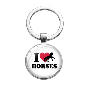 SONGDA Prijateljstvo, Ljubezen Konj Key Ring Moda Risanka Pismo Tiskanja Steklena Kupola Zlitine Keychain Avto Ključnih Verige Darilo za Ljubitelje Konj