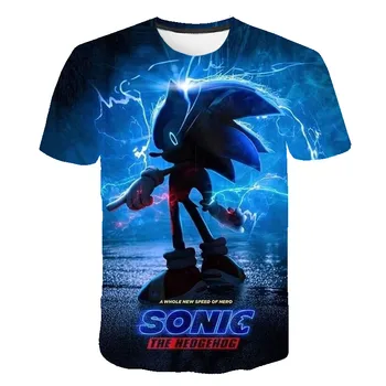 Sonic Japonski Anime T-Shirt Zabavna Risanka Majica Kratek Rokav Fantje Dekleta Street Fashion Harajuku Otroci Vrhovi