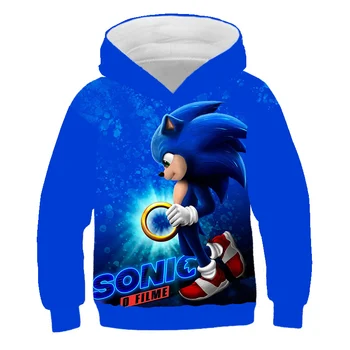 Sonic otroški pulover s kapuco 2021 Novo 3D Tiskanih Harajuku Risanka Zabavno Anime Pulover Fantje in Dekleta Ulica Moda Vrhovi