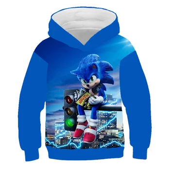 Sonic otroški pulover s kapuco 2021 Novo 3D Tiskanih Harajuku Risanka Zabavno Anime Pulover Fantje in Dekleta Ulica Moda Vrhovi