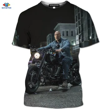 SONSPEE 3D Strast filma Fast & Furious T-Shirt Motocikel Hobbs In Shaw Majica Usoda Besno T-Shirt GTR dirke Vrh