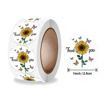 Sončnično Cvetje Hvala Nalepke Scrapbooking 500pcs za Poroko Mati Dan Darilni Kartici Podjetja Embalaže Nalepke, Tiskovine