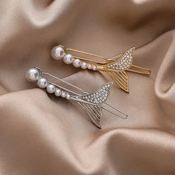 Sponke za lase za Ženske Svetlobno Razkošje Fishtail Ostra Crystal Pearl Modni Dodatki za Lase za Dekleta Nakit Trgovini