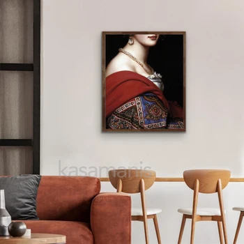 Spremenjeno Letnik Ženski Portret Plakat Eklektična Umetniške grafike Žensko Oljna slika na Platnu Nadrealistično Rokoko Baročno Stensko Dekor
