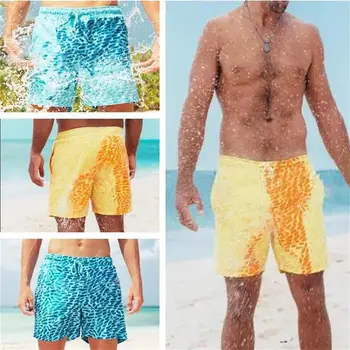 Spreminjanje Barve Plaža Hlače Poletne Moške Kopalke Kopalke, Kopalke Quick Dry Kopalne Hlače Plaža Hlače Bermuda Masculina