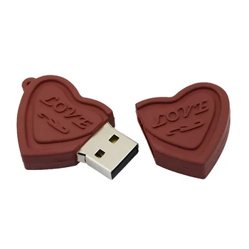 Srce oblika čokolade usb2.0 16GB 32GB 64GB USB Flash Disk 128GB pen drive memory stick pravi zmogljivosti usb flash drive darila