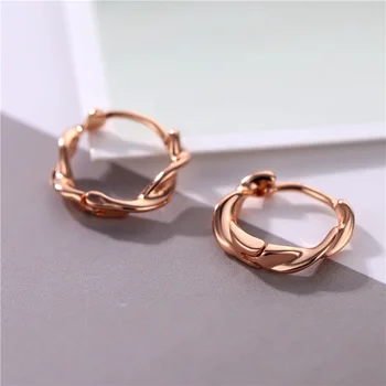 Srebrna Zlata Krog Hoop cEarrings za Ženske Dekle Twist-oblikovan Val Uhani Elegantno Piercing Earings Fine Nakit kolczyki