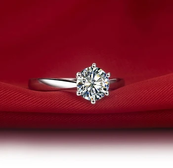 Srebro 925 Nakit Z Certifikat Cele Srebrni Poročni Prstan Solitaire 1ct Cirkonij Diamond Zaročni Prstan Darilo za Ženske
