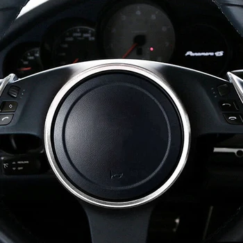 Srebro SteeringWheel Obroč Dekoracijo Trim za -Porsche Cayenne Panamera Macan 911