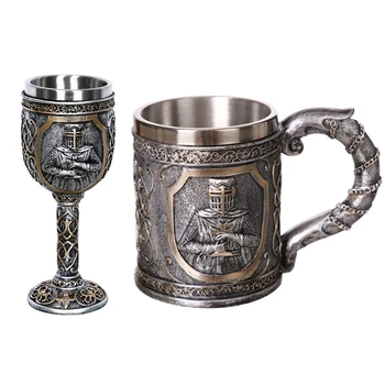 Srednjeveški Templjarjev Križarskih Vitezov Vrč bo Ustrezala Oklep Viteza Križ Pivo Stein Vrček Skodelico Kave