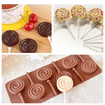 Srčkan Cvet Krog Lollipop Silikonsko Plesni DIY Fondat Plesni Čokolado Izmišljati Plesni Peko Pripomočki