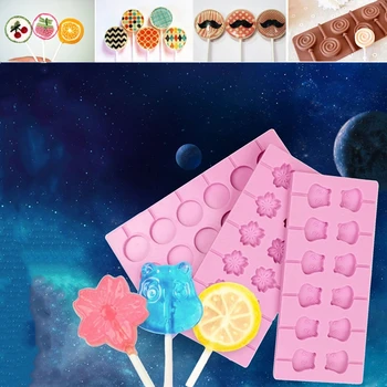 Srčkan Cvet Krog Lollipop Silikonsko Plesni DIY Fondat Plesni Čokolado Izmišljati Plesni Peko Pripomočki