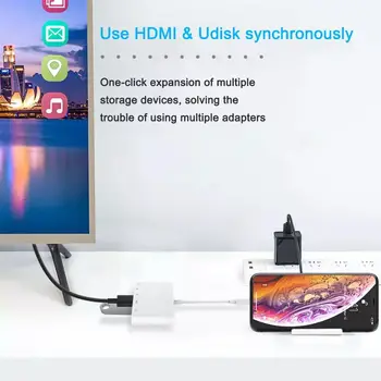Strela 1080P HDMI Kabel za Digitalno TV AV OTG Hub Pretvori USB SD TF Card Reader Za IPhone X XR XS 12Pro Max Ipad Mini Pro