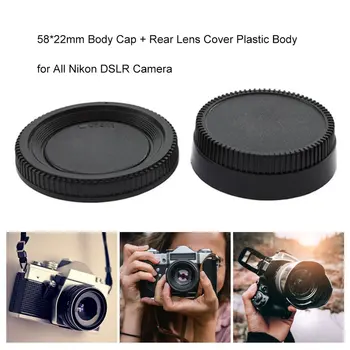 Strokovno 58*22 mm Fotoaparat Plastično Črno Telo Pokrov + Zadnji pokrovček, Kape Kritje za Vse Nikon DSLR Fotoaparat