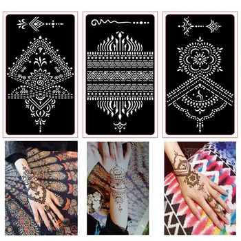 Strokovno Henna Matrica Začasno Strani Body Art Tattoo Nalepke Predlogo Poroko Orodje Indija Cvet Tatoo Matrica Slikarstvo Kit