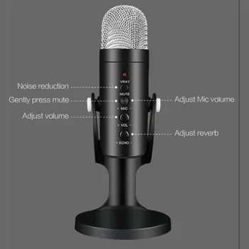 Strokovno USB Kondenzator Mikrofon za PC Računalnik Podcasting Snemanje Mikrofona Gaming Pretakanje studio mic Za YouTube